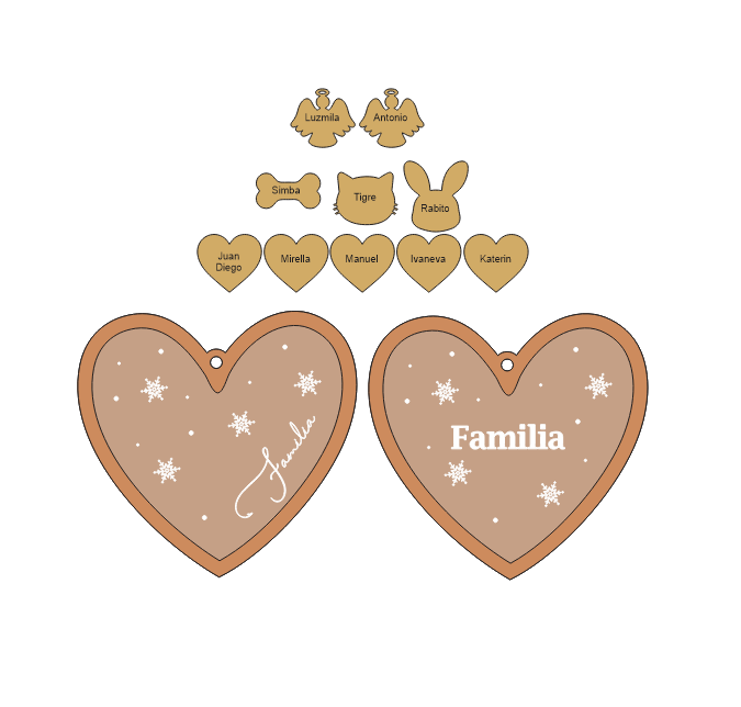 💖 Corazón Familiar con Charms Personalizados
