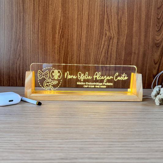 ⚕️Portanombre Iluminado Personalizado para Escritorio | Profesionales