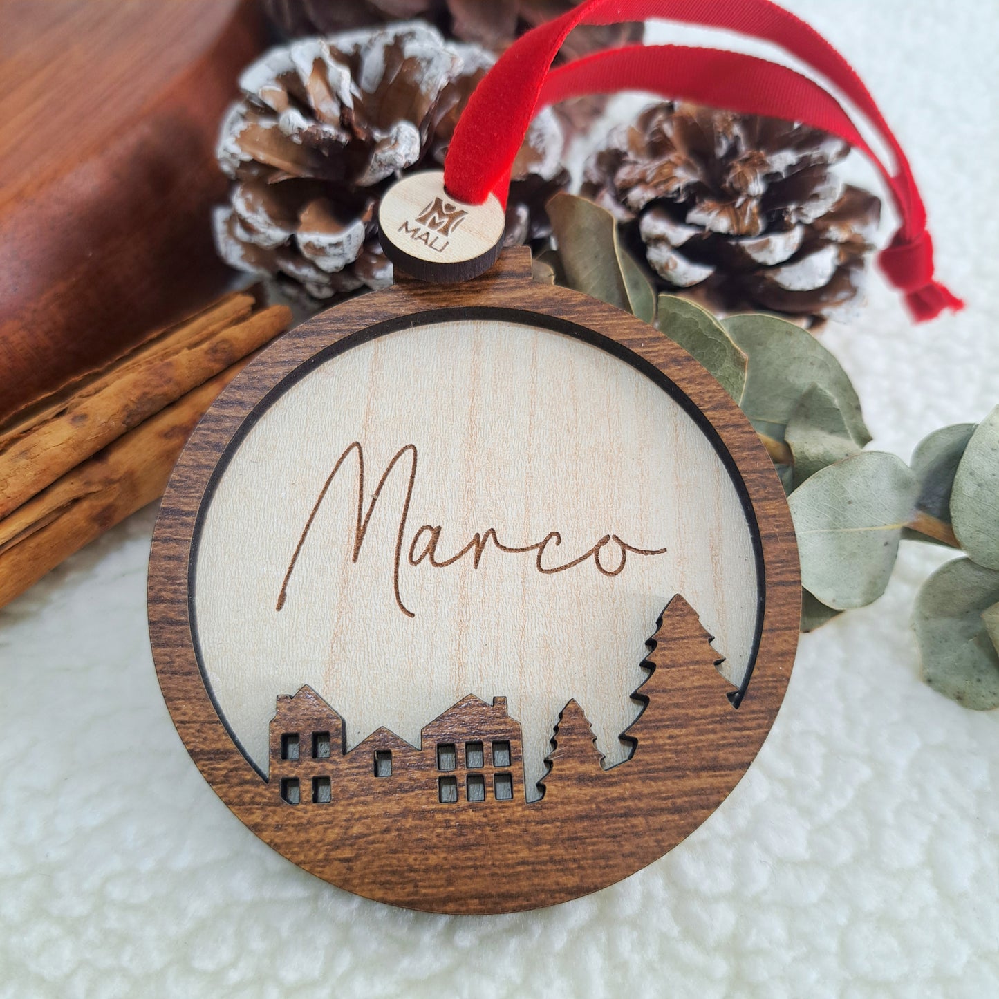 Bola de navidad personalizada: Pueblito navideño