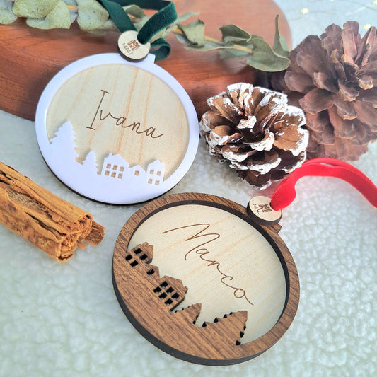 Bola de navidad personalizada: Pueblito navideño