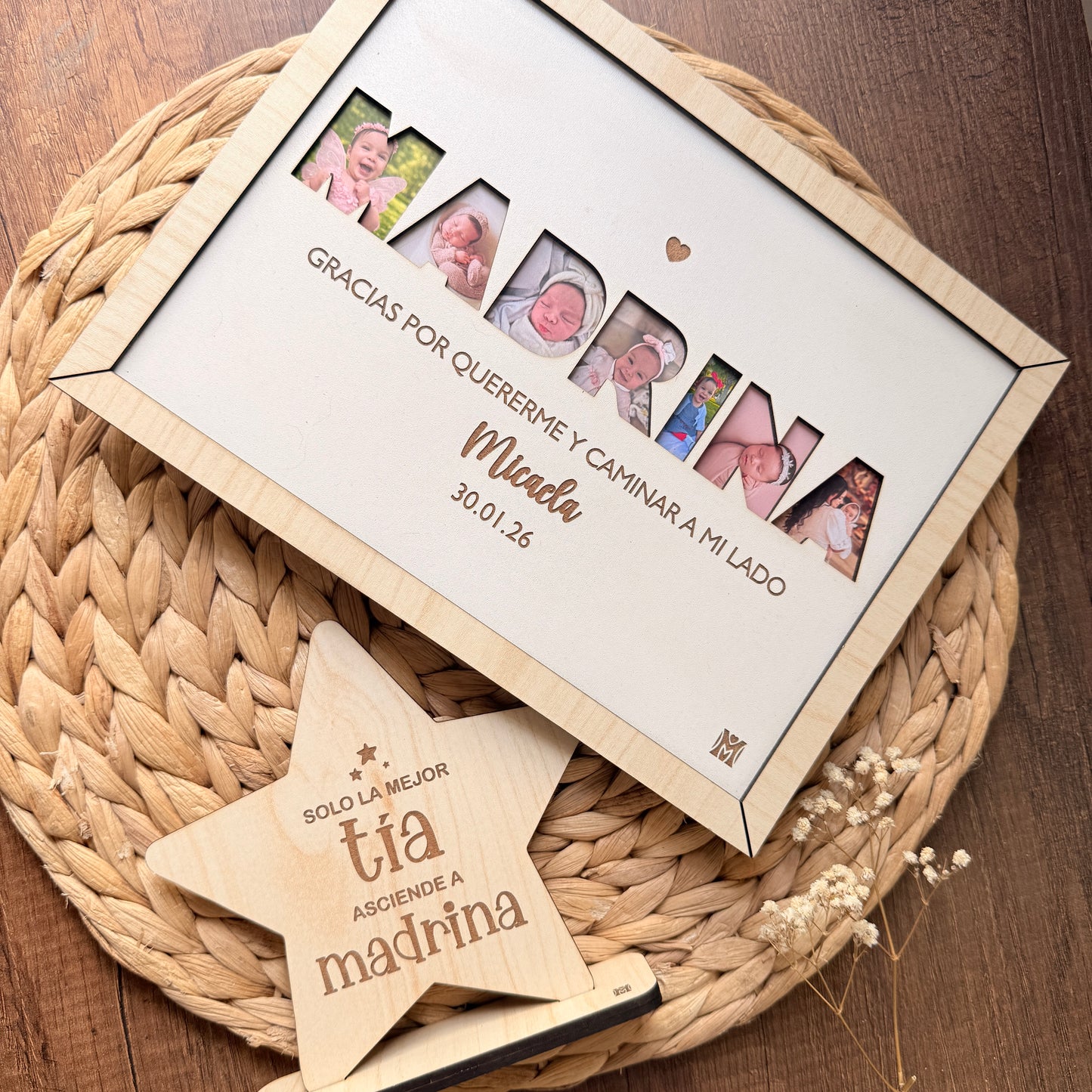 🕊️ Regalo Personalizado para Padrinos y Madrinas | Marco + Estrella