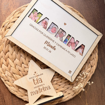 🕊️ Regalo Personalizado para Padrinos y Madrinas | Marco + Estrella