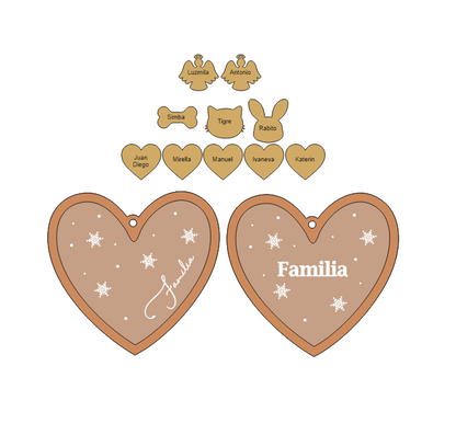 💖 Corazón Familiar con Charms Personalizados