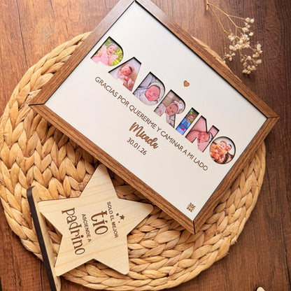 🕊️ Regalo Personalizado para Padrinos y Madrinas | Marco + Estrella