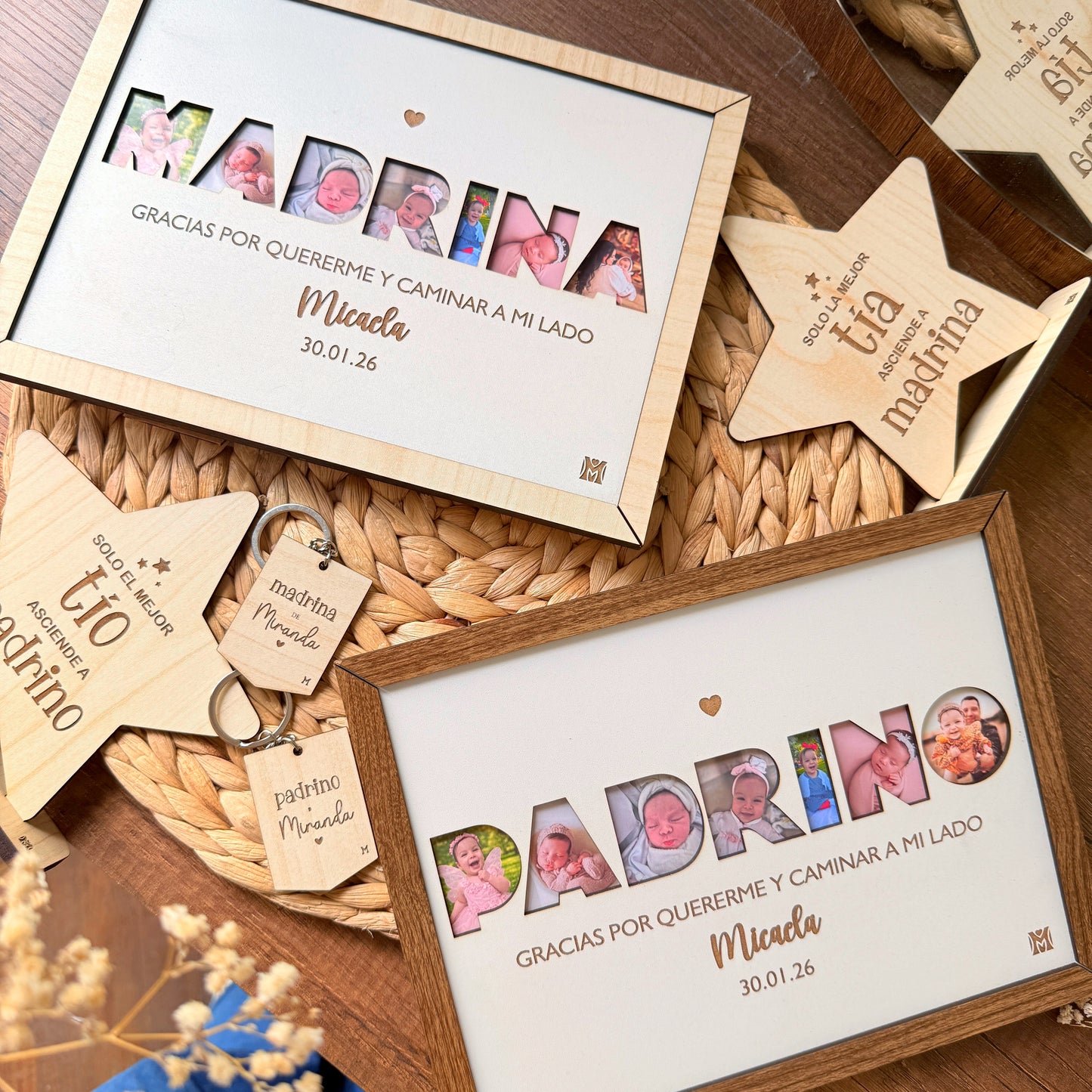 🕊️ Regalo Personalizado para Padrinos y Madrinas | Marco + Estrella