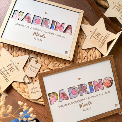 🕊️ Regalo Personalizado para Padrinos y Madrinas | Marco + Estrella